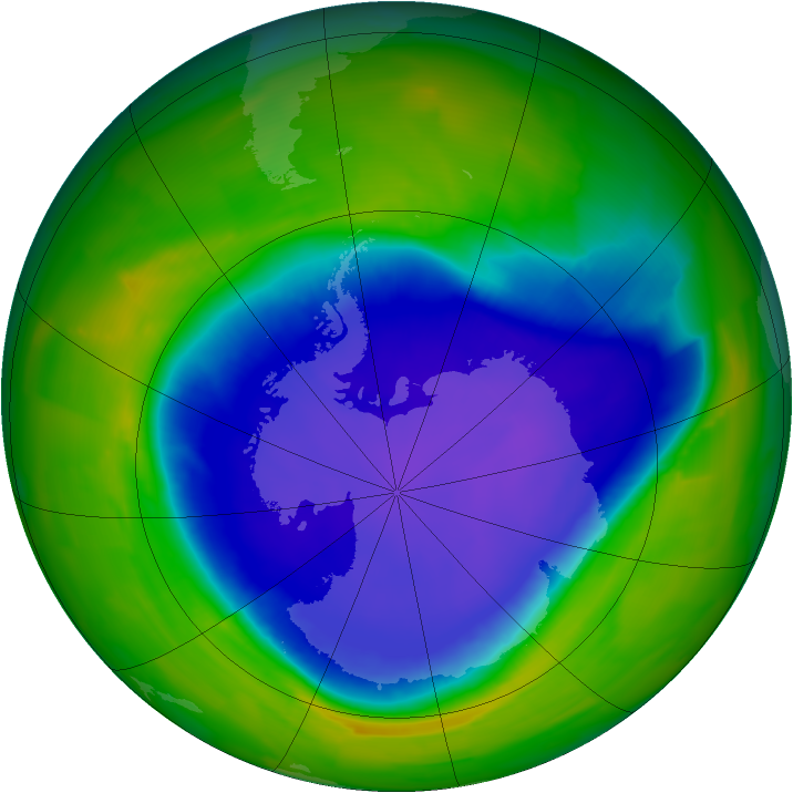 Antarctic ozone map for 30 October 2011